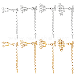 UNICRAFTALE 8Pcs 2 Colors 85~91mm End Chains with Lobster Claw Clasps Multi Strand Necklace Layering Clasp 304 Stainless Steel Chain Extender with Jewelry Clasps for DIY Necklace Jewelry Making