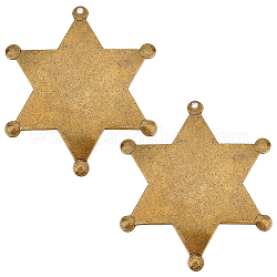 Benecreat 2 Stück leere Stern-Brosche aus Eisen, Brosche Basis Fassungen, Antik Bronze, 67x58.5x1 mm, Bohrung: 1.8 mm