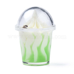 Pendentifs en résine, pendentifs imitation coupe de glace, avec gobelet en acrylique et décor en pâte polymère, vert clair, 34.5x27.5x29.5mm, Trou: 1.2~1.5mm