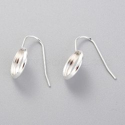 304 Stainless Steel Earring Hooks, Flat Round, Silver, Tray: 10mm, 20x12mm, 21 Gauge, Pin: 0.7mm
