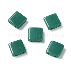 Breloques coulissantes en acrylique opaque, carrée, vert de mer moyen, 5.2x5.2x2mm, Trou: 0.8mm
