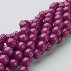 天然石馬山ジェイドラウンドビーズ連売り  染め  赤ミディアム紫  10mm  穴：1mm  約41個/連  15.7インチ