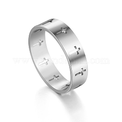 Anello a croce in acciaio inossidabile, anello cavo per uomo donna, colore acciaio inossidabile, misura degli stati uniti 14 (23mm)