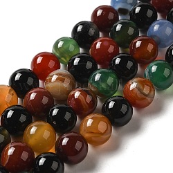 Fili di pietre preziose rotonde da 16 pollice, tinto, colore agata, perline:12mm di diametro, Foro: 1.0 mm. su 32 pc / strand