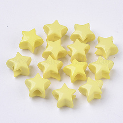 Perles acryliques opaques, teinte, étoiles du nord, jaune, 9x10.5x7mm, trou: 3.6 mm.