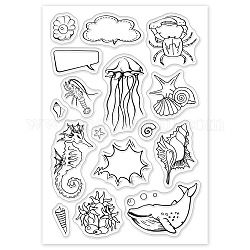 Sellos de plástico de pvc, para diy scrapbooking, álbum de fotos decorativo, hacer tarjetas, hojas de sellos, patrón temático del océano, 16x11x0.3 cm