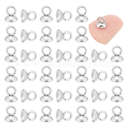 UNICRAFTALE 100Pcs 5.5mm Long 201 Stainless Steel Bead Cap Pendant Bails Round Metal Bails Clasps Dangle Charm Bead Pendant Connector Findings Bails for Globe Glass Bubble Cover Pendant Making