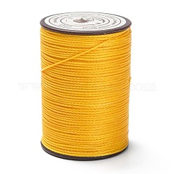 Round Waxed Polyester Thread String, Micro Macrame Cord, Twisted Cord, for Leather Sewing Stitching, Gold, 0.65mm, about 87.48 yards(80m)/roll