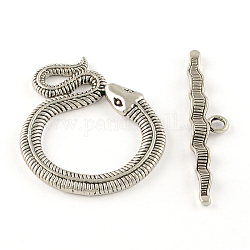 Fermoirs tops à serpent de style tibétain, Sans cadmium & sans nickel & sans plomb, argent antique, snake: 46x36x3 mm, Trou: 4mm, bar: 51x10x3 mm, Trou: 3mm