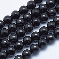 Натуральный черный турмалин бисер нитей, круглые, 6 мм, Отверстие : 1 мм, около 62 шт / нитка, 15.7 дюйм (40 см)