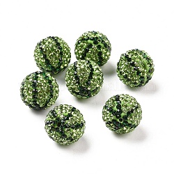 Polymer Clay Rhinestone Beads, Pave Disco Ball Beads, Round, Emerald, 17mm, Hole: 1.6mm