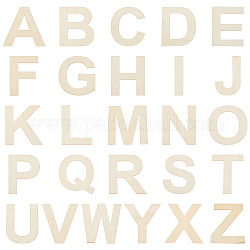Unfinished Wood Cutouts, Alphabet, Letter A~Z, Light Yellow, 15.3~15.9x3~15.2x0.15cm, 26pcs/set
