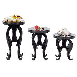 DELORIGIN 3pcs Black Acrylic Display Riser Stool Shape Jewelry Display Stand Watch Display Pedestal Riser Racks fot Jewelry Organizer Earrings Rings Necklaces Bracelets Storage Collectibles