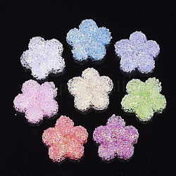 Epoxy Resin Cabochons, with Sequins/Paillette, Flower, Mixed Color, 19.5x20x7.5mm