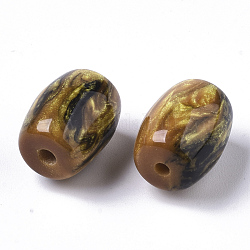 Perles en résine, pierre d'imitation, baril, or, 12x9mm, Trou: 1.6mm