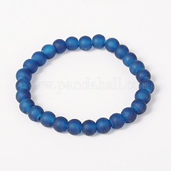 Bracelets pour enfants en perles de verre givré extensibles pour la journée des enfants, bleu royal, 42mm