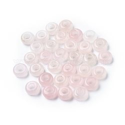 Natürlichen Rosenquarz europäischen Perlen, Großloch perlen, Rondell, 12x6 mm, Bohrung: 5 mm