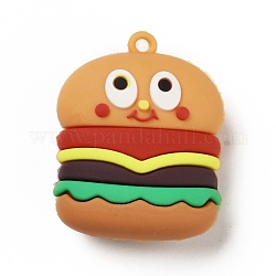 Пластиковые подвески из пвх, имитация еды, гамбургер, красочный, 43.5x34.5x18 мм, отверстие : 3 мм