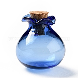福袋型 ガラス製 コルクボトル オーナメント  ガラスの空のウィッシングボトル  ペンダントデコレーション用のDIYバイアル  ブルー  2.5cm