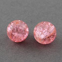 Spray Painted Crackle Glass Beads Strands, Round, Salmon, 16mm, Hole: 1.3~1.6mm, about 50pcs/strand, 31.4inch