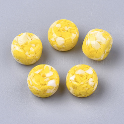 Perles en résine, imitation de copeaux de pierres précieuses, rondelle, jaune, 15x11mm, Trou: 2.5mm