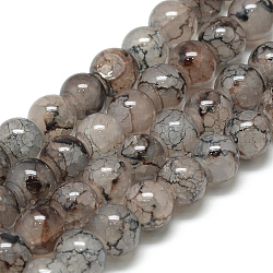 Chapelets de perles en verre, style craquelé, ronde, jade d'imitation, bleu acier clair, 8~8.5mm, Trou: 1.5mm, Environ 105 pcs/chapelet, 31.8 pouce (80.7 cm)