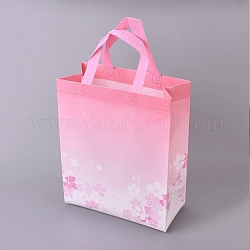 Umweltfreundliche Mehrwegbeutel mit Glanzlaminatdruck, Einkaufstaschen aus nicht gewebtem Stoff, Behandle zufällige Farben, Flamingo, 26.75x12.55x32.9 cm