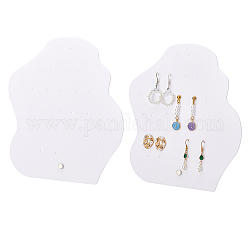 Boucle d'oreille acrylique présentoirs, avec les accessoires en fer de tonalité de platine, polygone, blanc, 19.2x7x20.8 cm, Trou: 2~4.5mm