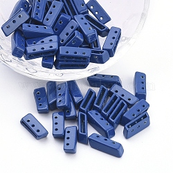 Enlaces de múltiples hilos de aleación pintados con spray, para la fabricación de pulseras elásticas de azulejos, Rectángulo, azul marino, 5x14x4mm, agujero: 1 mm