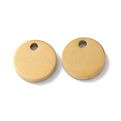 304 Stainless Steel Charms, Stamping Blank Tag, Flat Round Charm, Real 18K Gold Plated, 7x1.3mm, Hole: 1.2mm