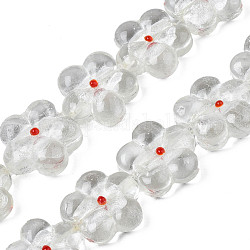 Handmade Silver Foil Lampwork Beads Strands, Flower, Clear, 22~23x23x9~10mm, Hole: 1.2mm, about 20pcs/strand, 16.54 inch~16.93 inch(42cm~43cm)