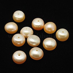 Perles de culture d'eau douce naturelles de qualité aa, demi trou foré, demi-rond, rose, 10~10.5x7~8mm, Trou: 1mm