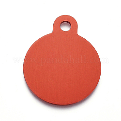 Pendentifs en aluminium, estampillage d'une étiquette vierge, plat rond, rouge, 31x25x1mm, Trou: 3mm