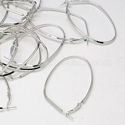 Iron Hoop Earrings, Platinum Color, Size: about 35mm wide, 55mm long, 2mm thick.