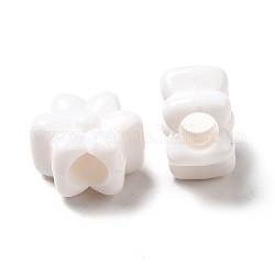 Opaque Acrylic Beads, Flower, White, 11.5x10.5x7mm, Hole: 3.6mm, about 1050pcs/500g