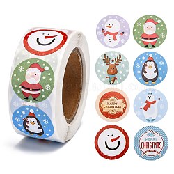 Rouleau de noël stickers, 8 autocollants d'étanchéité décoratifs différents modèles, pour les cadeaux de Noël, décorations de Noël, Motif à thème de Noël, 25mm, à propos 500pcs / roll