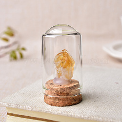 装飾ディスプレイ内の生の原石天然シトリン  瓶ガラスドームカバーとコルクベース付き  30x50mm