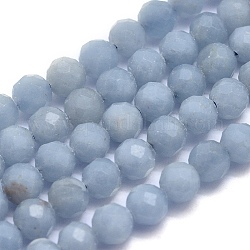 Hebras naturales de perlas de angelita, perlas de anhidrita, redondo, facetados, esmerilado, 4mm, agujero: 0.8 mm, aproximamente 97 pcs / cadena, 15.5 pulgada (39.5 cm)