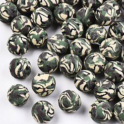 Manuell Polymer Ton Perlen, Tarnstil, Runde, Meergrün, 8~9 mm, Bohrung: 1~1.5 mm