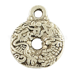Tibetan Style Alloy Pendants, Donut, Lead Free, Antique Silver, 15x12x2mm, Hole: 1.5mm, about 1020pcs/1000g