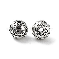 Messing Perlen, Unterlegscheibe mit Blume, Antik Silber Farbe, 7.5x8x6 mm, Bohrung: 1.6 mm