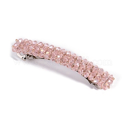 Haarspangen aus Glasperlen, Gebogene, rechteckige Haarspangen aus Metall, rosa, 90 mm