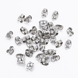 304 Stainless Steel Ear Nuts, Friction Earring Backs for Stud Earrings, Stainless Steel Color, 6x4.5x3.5mm, Hole: 0.9mm