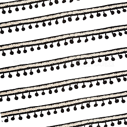 Bordure en dentelle à pompons en polyester, boule frange gland dentelle rubans, Accessoires de vêtement, noir, 3/4 pouce (19 mm), environ 5.47 yards (5m)/pc