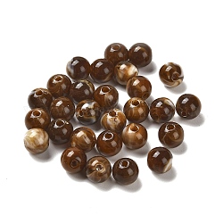 Perline acriliche imitazione giada, tondo, marrone noce di cocco, 8mm, Foro: 1.8 mm, circa 1886pcs/500g