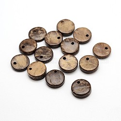 Dyed Flat Round Coconut Charms, Camel, 12x2~6mm, Hole: 1mm, about 1078pcs/500g