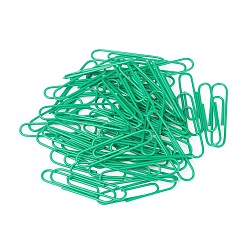 Iron Paper Clips, Coated PVC Plastic, Durable and Rustproof, for Office School Document Organizing, Medium Sea Green, 50x10.5x1.5mm