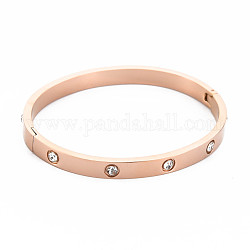 Браслет со стразами, шарнирный браслет из нержавеющей стали для женщин, розовое золото , внутренний диаметр: 1-7/8x2-3/8 дюйм (4.9x5.9 см)