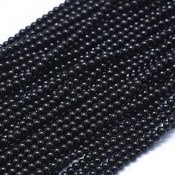 Naturale nero perline spinello fili, tondo, 2mm, Foro: 0.8 mm, circa 190pcs/filo, 15.35 pollice (39 cm)