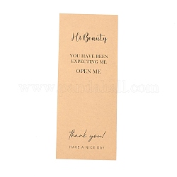 Thank You Sticker, Paper Self Adhesive Stickers, Rectangle with Word Hi Beauty YOU HAVE BEEN EXPECTING ME OPEN ME, Sandy Brown, 15x6x0.01cm, 50 sheets/bag